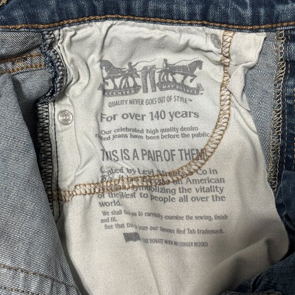 Levi’s 513 Men's Slim Straight Jeans W29 L32 Medium Wash Distressed Look Denim - Picture 7 of 14